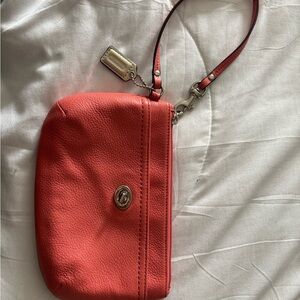Coach Coral Leather Wristlet
